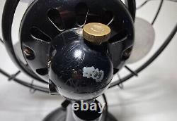 Vintage 1930s GE All Metal Black Oscillating Desk Table Fan 10 Cat. 42X548