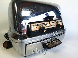 Vintage 1950's GE General Electric Chrome Toaster + Warming Oven Model 85T83