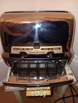 Vintage 1950's General Electric 2 slice toaster & Bottom tray warmer 25T83