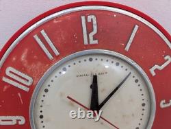 Vintage 1950's General Electric 2H26 Kitchen Wall Clock Red 7.5 Mid Century