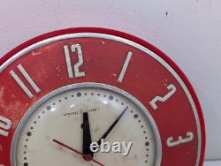 Vintage 1950's General Electric 2H26 Kitchen Wall Clock Red 7.5 Mid Century