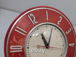 Vintage 1950's General Electric 2H26 Kitchen Wall Clock Red 7.5 Mid Century