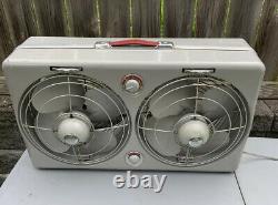 Vintage 1950's General Electric Twin Swivel Box Fan Ventilator withThermo Control