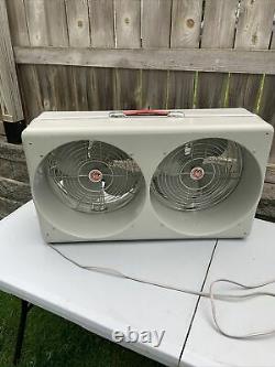 Vintage 1950's General Electric Twin Swivel Box Fan Ventilator withThermo Control