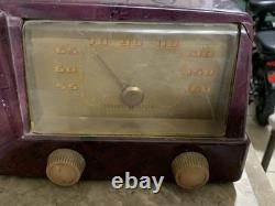 Vintage 1950s GE General Electric Model 400 Purple Bakelite Tube Radio MCM READ