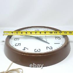 Vintage 1960s Ge General Electric 14 School Wall Clock Brown Made In USA Vg