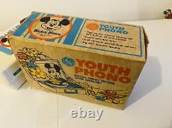 Vintage 1970s Disney Mickey Record Player GE Youth Phonograph with ORIGINAL BOX