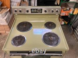 Vintage 1970s GE Avocado Green Electric Range Oven Stove Mid Century Retro