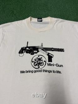 Vintage 90s General Electric GE Mini Gun Shirt Men's Size XL Beige Grunge RARE