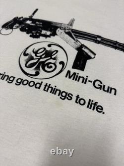 Vintage 90s General Electric GE Mini Gun Shirt Men's Size XL Beige Grunge RARE
