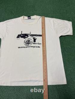 Vintage 90s General Electric GE Mini Gun Shirt Men's Size XL Beige Grunge RARE
