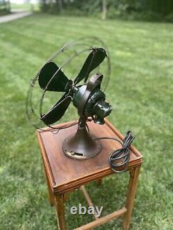 Vintage Antique GE General Electric Fan 4 Blade 3 Speed Dark Green Working 16