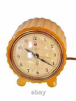 Vintage Art Deco Butterscotch Catalin Bakelite General Electric Alarm Clock EXC