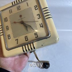 Vintage Art Deco Ge General Electric Working Electric Metal Wall Clock #2hio