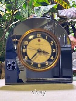 Vintage Art Deco General Electric Geneva Model 7F76 Mirror Alarm Clock