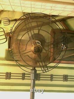 Vintage Art Deco General Electric Vortalex Floor Stand Oscillating Fan FM12M11