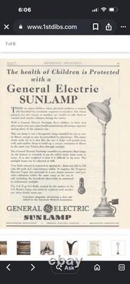 Vintage Art Deco Styled Industrial General Electric Sun Lamp Metal Floor Base