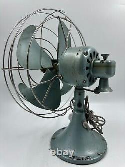 Vintage Blue Green Metallic General Electric 3 Speed Oscillating 18 Fan No. 04