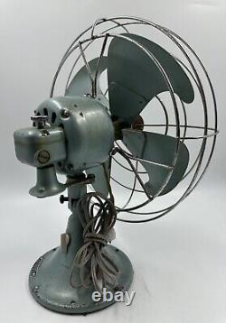 Vintage Blue Green Metallic General Electric 3 Speed Oscillating 18 Fan No. 04