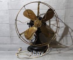 Vintage Early 20th Century General Electric GE Brass Blade Table Fan