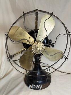 Vintage GE 12 Brass Blade 3 Speed Metal Fan Patent 1901 USA General Electric Co