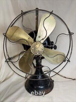 Vintage GE 12 Brass Blade 3 Speed Metal Fan Patent 1901 USA General Electric Co