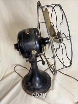 Vintage GE 12 Brass Blade 3 Speed Metal Fan Patent 1901 USA General Electric Co