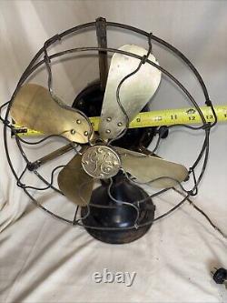 Vintage GE 12 Brass Blade 3 Speed Metal Fan Patent 1901 USA General Electric Co