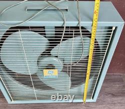 Vintage GE 3-Speed Metal Box Fan F15W12 Turquoise 3-Blade READ DESC