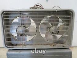 Vintage GE Automatic Double Gray Box Fan General Electric Dual Ventilation Fans