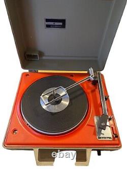 Vintage GE Automatic Portable Record Player Model V638 h General Electric Orange