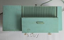 Vintage GE C-417C Turquoise Clock Radio AM Tube Mid Century Atomic Age WORKS