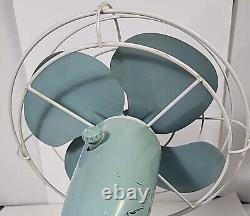 Vintage GE GENERAL ELECTRIC FAN F18S125 RARE TEAL BLUE GREEN ANTIQUE WORKS