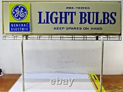 Vintage GE GENERAL ELECTRIC Light Bulbs Advertising Sign Double Sided 42.25 L