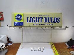 Vintage GE GENERAL ELECTRIC Light Bulbs Advertising Sign Double Sided 42.25 L