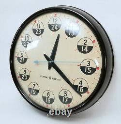 Vintage GE General Electric 18 12/24 Hour Bakelite Wall Clock Military D-Day