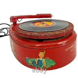 Vintage GE General Electric Electronic Toy Record Player Model 186-1 Red Metal
