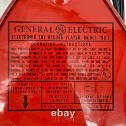 Vintage GE General Electric Electronic Toy Record Player Model 186-1 Red Metal