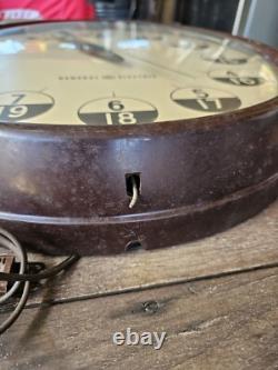 Vintage GE General Electric Industrial Wall Clock Military Time, 12/24 HR. RARE