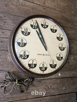 Vintage GE General Electric Industrial Wall Clock Military Time, 12/24 HR. RARE