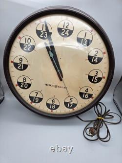 Vintage GE General Electric Industrial Wall Clock Military Time, 12/24 HR. RARE