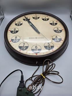 Vintage GE General Electric Industrial Wall Clock Military Time, 12/24 HR. RARE