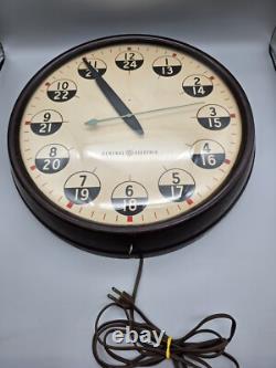 Vintage GE General Electric Industrial Wall Clock Military Time, 12/24 HR. RARE