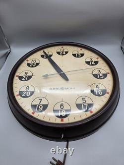 Vintage GE General Electric Industrial Wall Clock Military Time, 12/24 HR. RARE