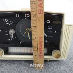 Vintage GE General Electric MCM Tube Radio Alarm Clock 1950s Works C415A