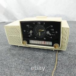 Vintage GE General Electric MCM Tube Radio Alarm Clock 1950s Works C415A