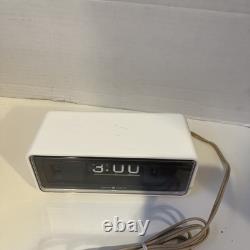 Vintage GE General Electric Model 8125A White Rolling Flip Alarm Clock Working