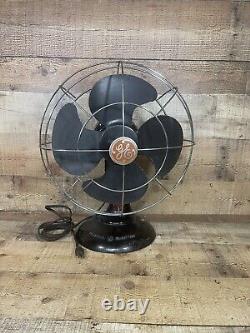 Vintage GE General Electric Oscillating Desk Wall Fan 12 4 Blades Working Retro
