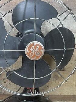 Vintage GE General Electric Oscillating Desk Wall Fan 12 4 Blades Working Retro