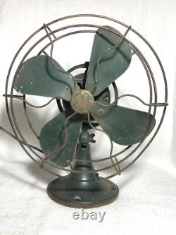 Vintage GE General Electric Oscillating Fan Small Size Wire Cage OD Green Works